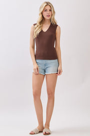  Sleeveless Double Layered Top Brown
