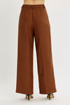 High Waist Pleated Wide Leg Pants Brown