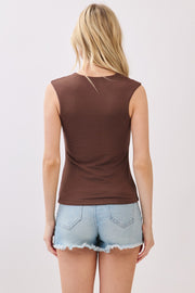 Sleeveless Double Layered Top Brown