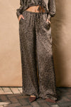 Drawstring Wide Leg Dot Pants Brown