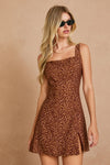  Sleeveless Animal Print Mini Dress Mocha