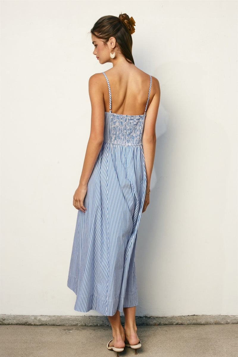 sleeveless striped midi dress Cupshe Harbor Horizon Striped Midi Dress - Black
