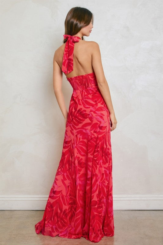 backless floral print maxi dress Bohemian Floral Maxi Dress: Backless Laced Summer Dress