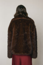 Long Sleeve Faux Fur Jacket Brown