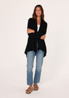 Long Sleeve Open Front Shawl Cardigan Black