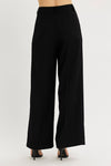 High Waist Pleated Wide Leg Pants Black