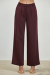 High Waist Wide Leg Pants Burgundy