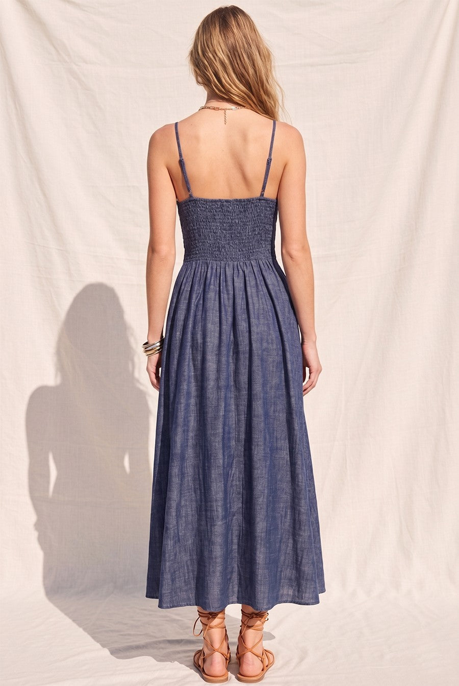 Sleeveless Denim Maxi Dress Dark Wash