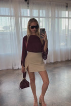 Long Fringe Sleeve Off The Shoulder Satin Top Burgundy