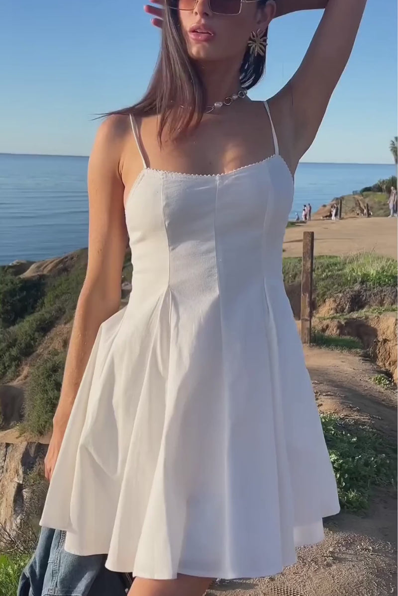 Sleeveless Woven Mini Dress White