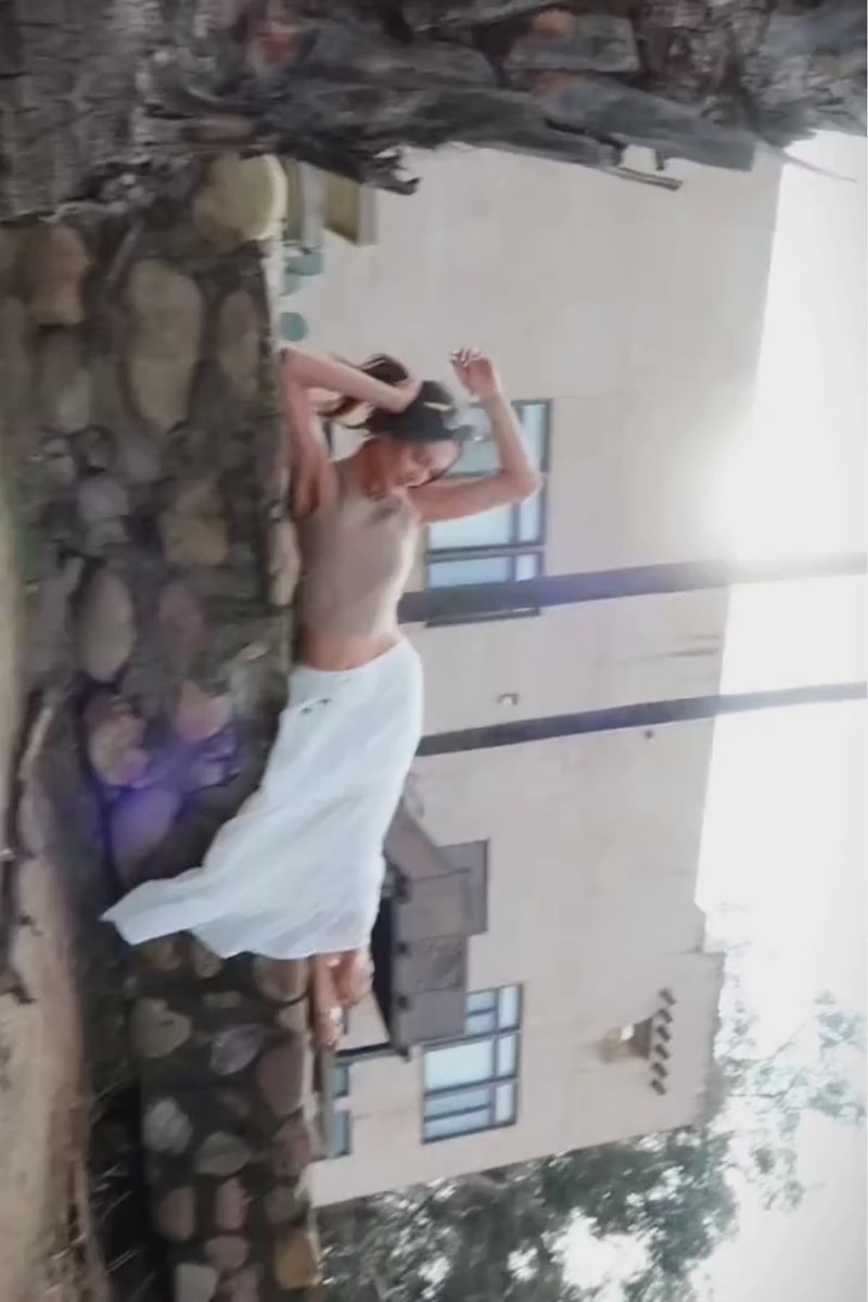 High Waist Tiered Maxi Skirt White