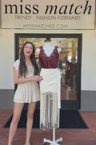 Sleeveless Timeless Lace And Satin Top Brown