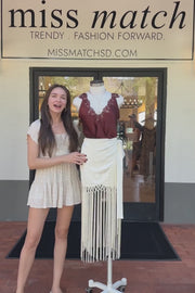 Sleeveless Timeless Lace And Satin Top Brown