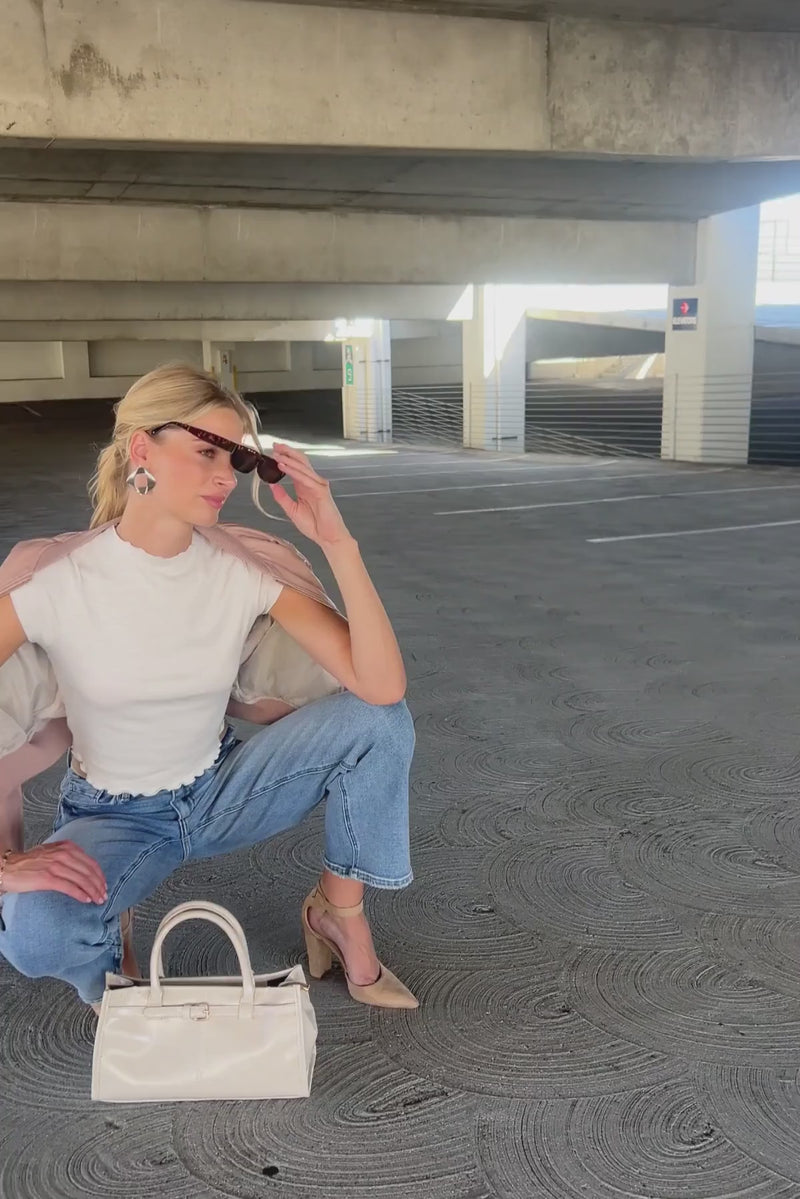  Long Sleeve Vegan Leather Bomber Jacket Pink