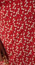 Betty Sleeveless Shoulder Tie Floral Print Midi Dress Red