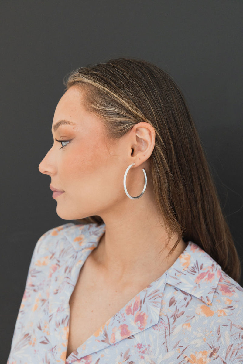 Semi Hoop Earrings Silver