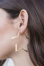  Rhinestone Star Earrings Gold