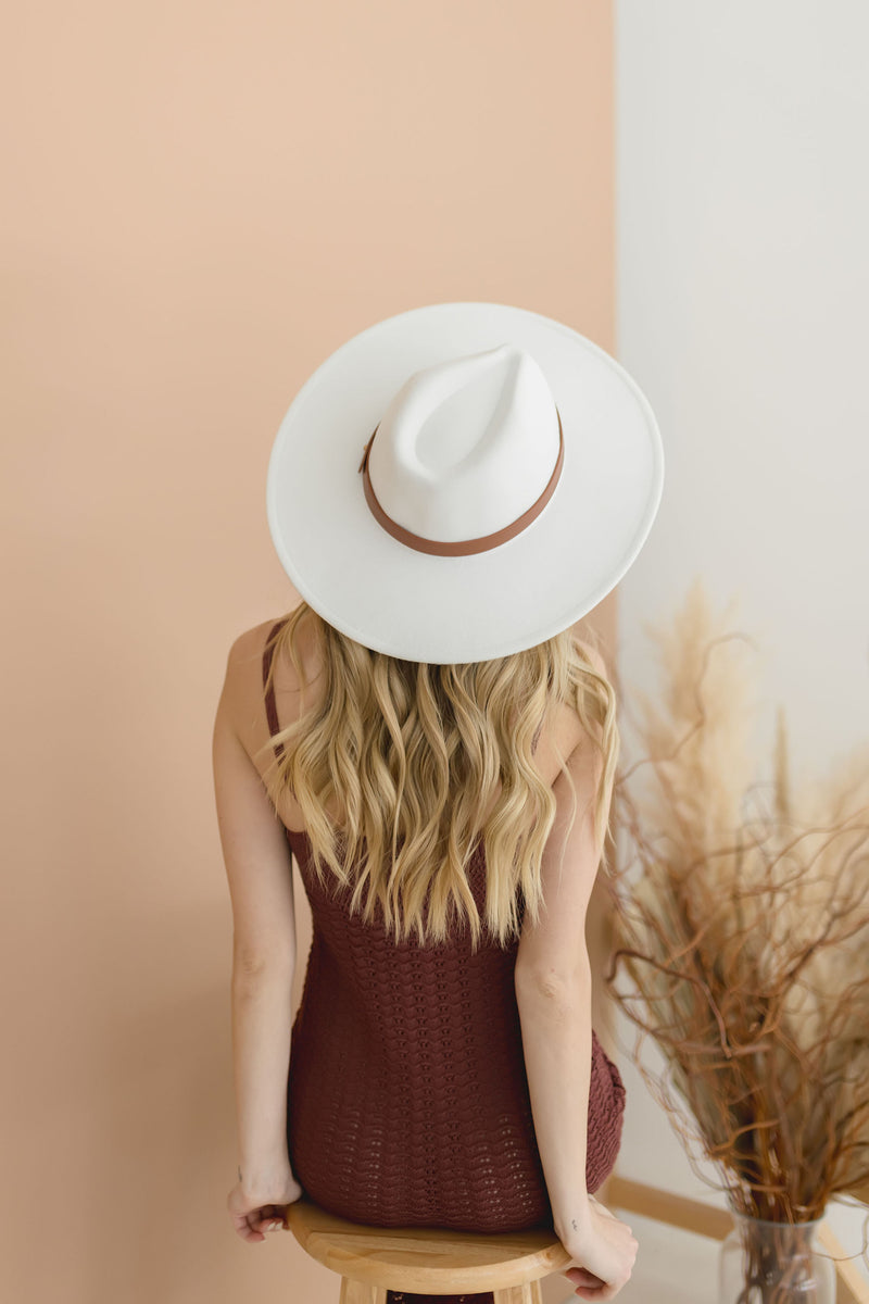 Flat Brim Panama Hat White