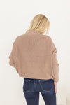  Long Sleeve Slouched Funnel Neck Sweater Mocha