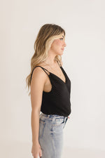 Sleeveless Pleated Double Strap Top Black