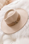Buckle Belt Band Panama Hat Beige