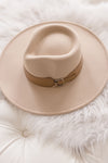 Buckle Belt Band Panama Hat Beige