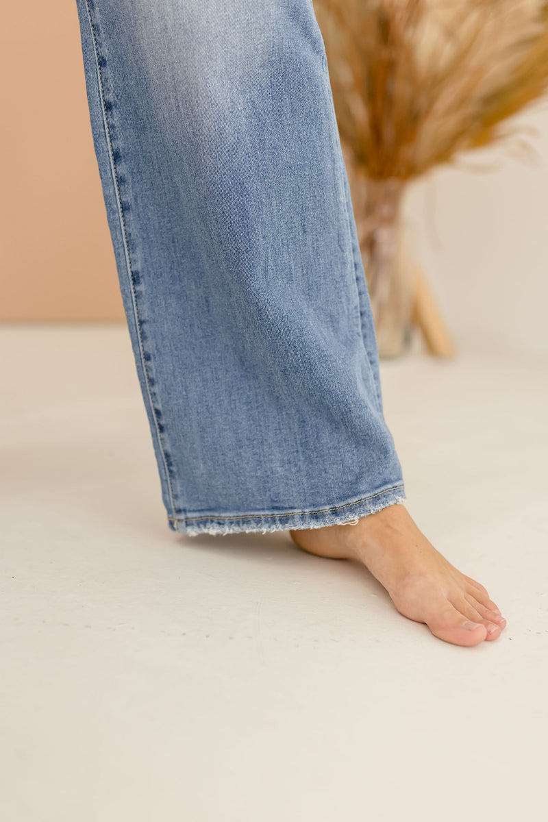 Ryker High Rise Crossover Wide Leg Jeans Medium Wash