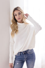  Long Sleeve Slouched Funnel Neck Sweater Cream