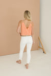 Sleeveless Pleated Double Strap Top Coral