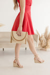 Straw Woven Envelope Crossbody Clutch Taupe
