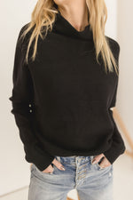  Long Sleeve Slouched Funnel Neck Sweater Black