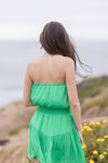  Sleeveless Tiered Mini Dress Green