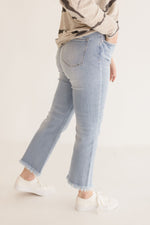 High Rise Crop Flare Jeans Light Wash