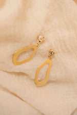 Irregular Oval Drop Earrings Gold