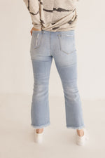 High Rise Crop Flare Jeans Light Wash