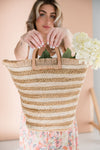  Textured Woven Tote Tan