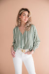 Long Sleeve Embroidered Top Green